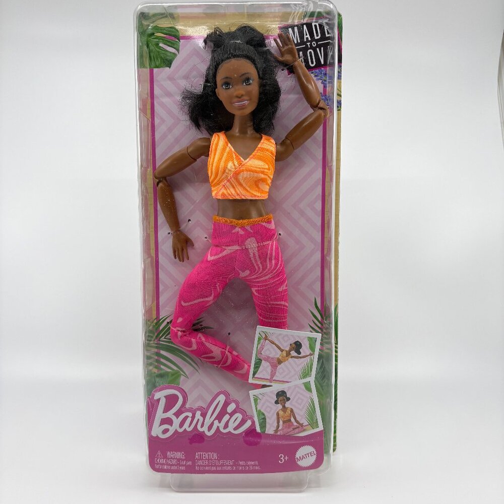 Barbie Made to Move Yoga Doll Pink Outfit New Box Damage